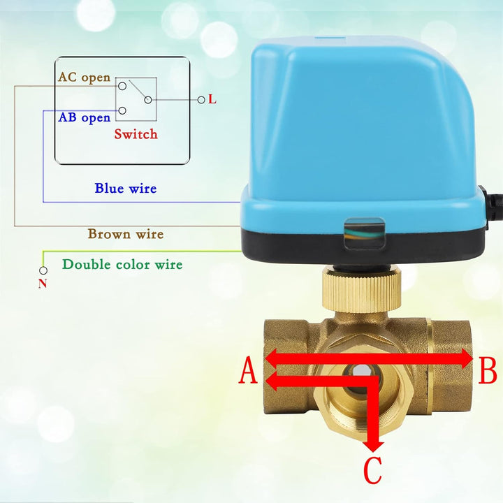SWAWIS 3 Wege Kugelventil Motorkugelhahn Zonenventil DN15 G1/2 Zoll AC 230V Motorventil Elektrisches