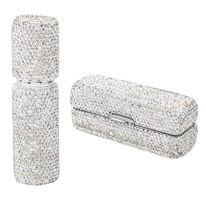 AUEAR, Metall-Lippenstift-Etui und Spiegel-Kristall-Parfümflaschen für Make-up-Tasche