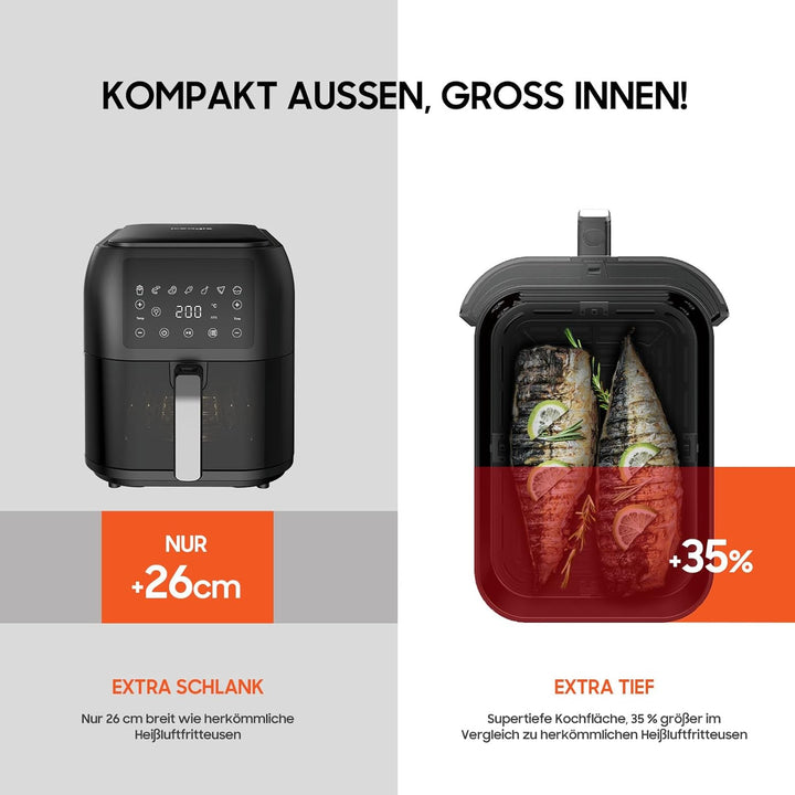iceagle Heissluftfritteuse XXL Air Fryer 8,5L - Heissluftfritteuse mit Grosses Sichtfenster | Friteu