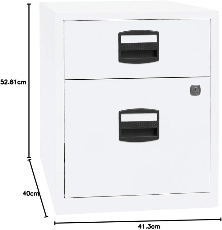 Bisley Home mobiler Beistellschrank PFA, 1 Universalschublade, 1 HR-Schublade, Metall, 696 Verkehrsw