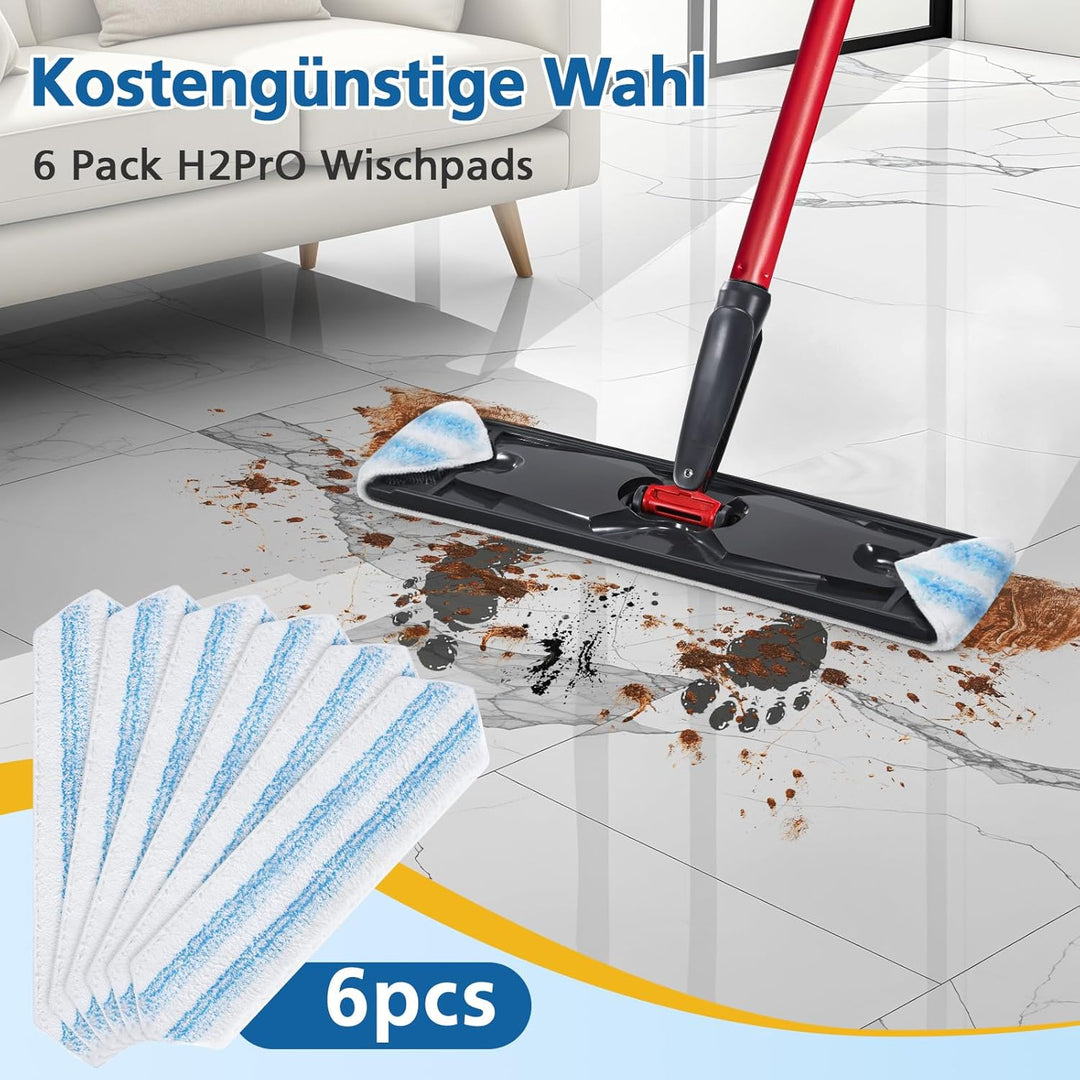 6 Stück Mikrofaser Wischpads Kompatibel mit Vileda H2PrO und O-Cedar H2PrO Bodenwischer Ersatzbezug,