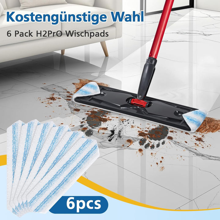 6 Stück Mikrofaser Wischpads Kompatibel mit Vileda H2PrO und O-Cedar H2PrO Bodenwischer Ersatzbezug,