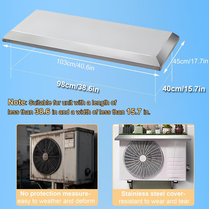 Klimaanlage Abdeckung für Aussengerät, Mini Split Abdeckung, Edelstahl Minisplit Kompressor Schutz,
