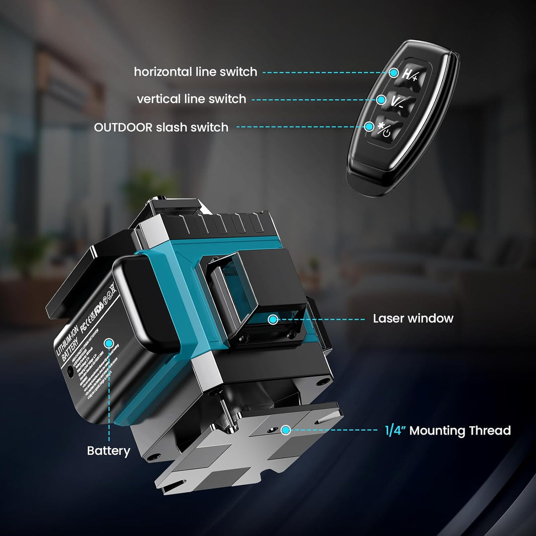Kreuzlinienlaser Blau 16 Linien Nivellierlaser, 4 x 360 ° Laser wasserwaage, linienlaser kreuzlaser