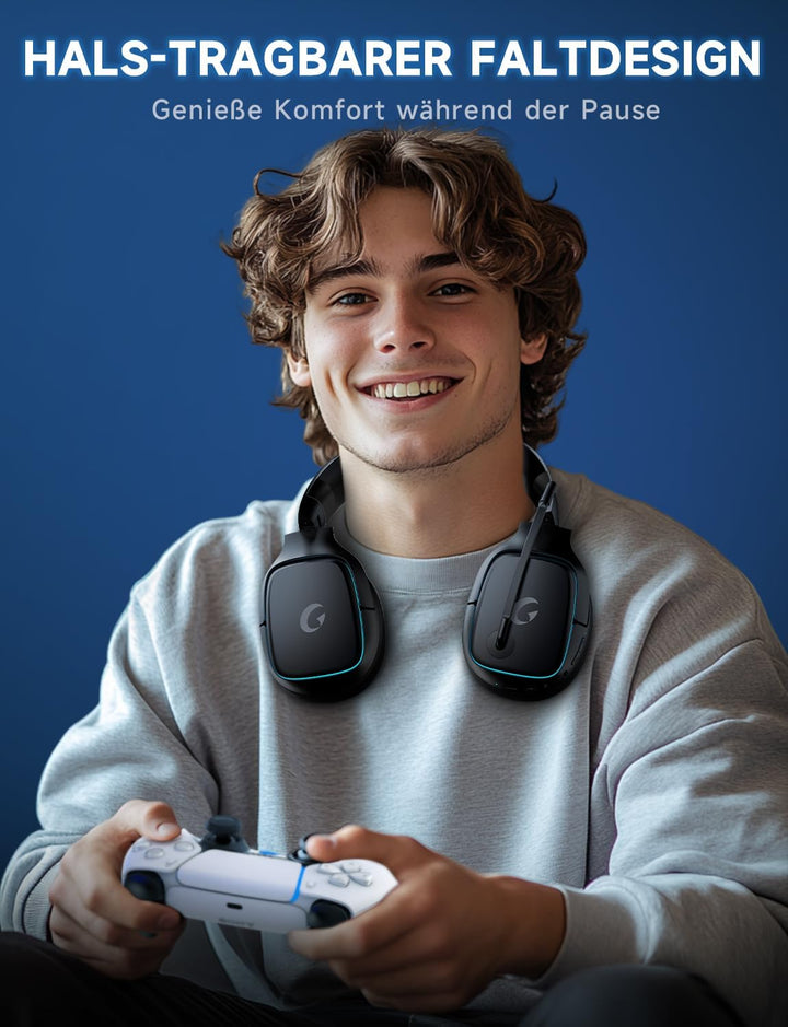 Gvyugke Wireless Gaming Headset für PS5/PS4/PC/Switch/Mac, 2.4GHz & Bluetooth 5.3 Kabellos (≤20ms) &