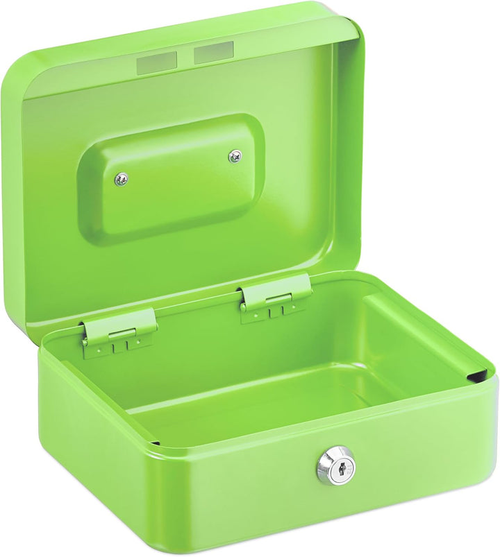 Relaxdays Geldkassette abschliessbar, entnehmbarer Einsatz, 5 Fächer, Geldkasten Eisen, HxBxT: 8,5 x