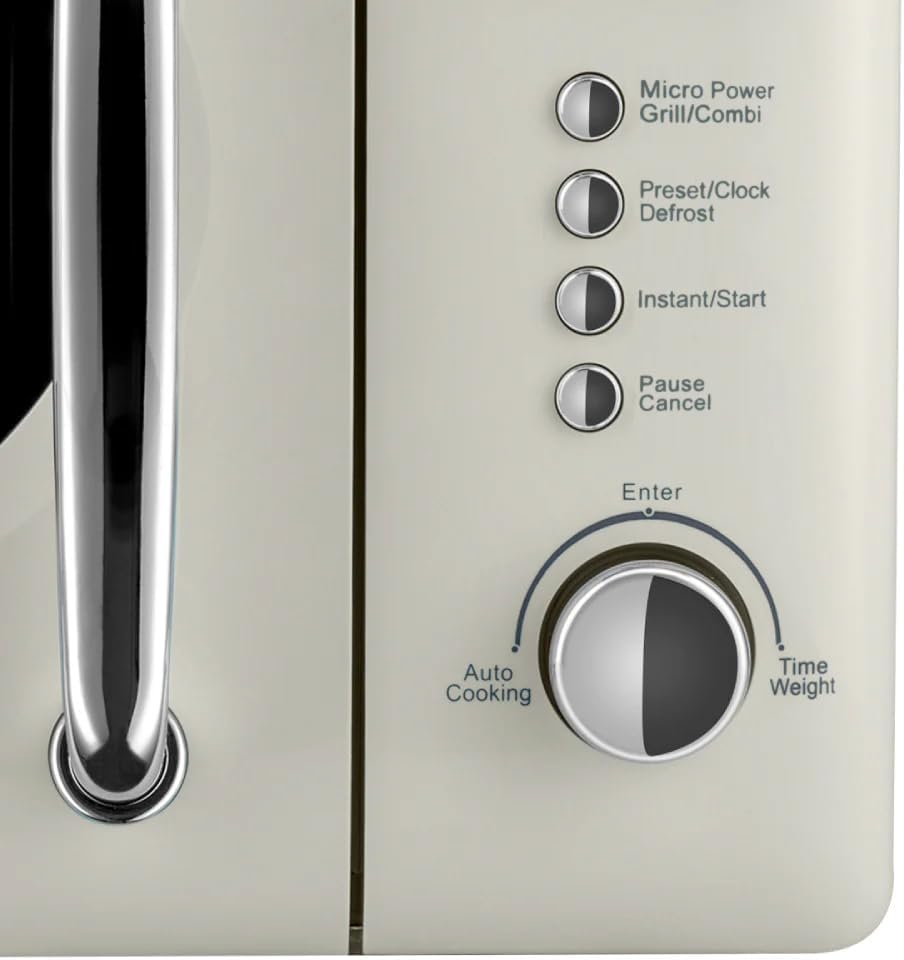 Vintage Cuisine Retro-Mikrowelle mit Display, 700W, 16L, Grillfunktion, Abtaufunktion, Metall, Glas-