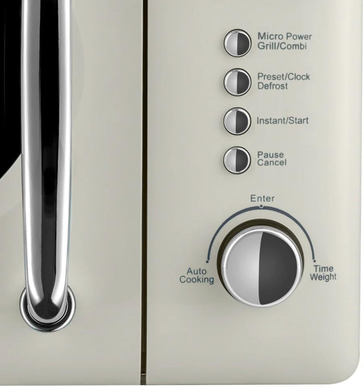 Vintage Cuisine Retro-Mikrowelle mit Display, 700W, 16L, Grillfunktion, Abtaufunktion, Metall, Glas-