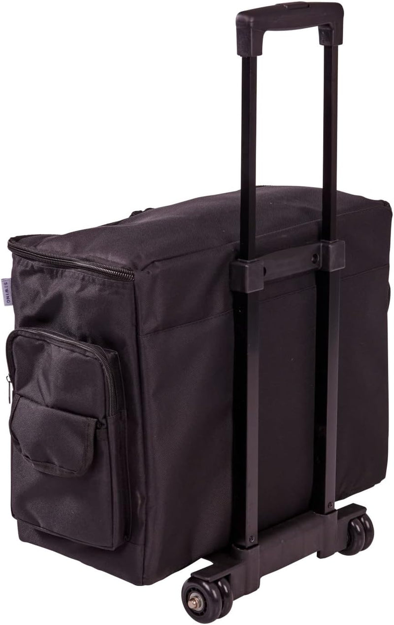 Grosse Nähmaschinen-Trolley-Tasche auf Rollen aus strapazierfähigem schwarzem Stoff, 47 x 38 x 24 cm
