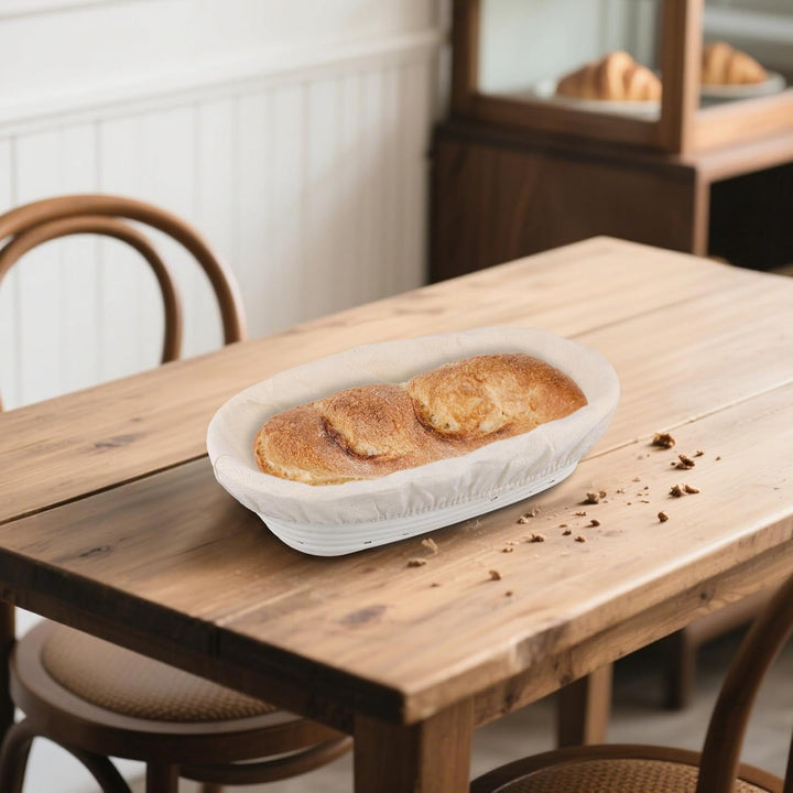 SINJEUN 2er Set Gärkorb Oval 25 cm und 28 cm, Rattan Brotkorb mit Leinentuch für Brot Backen, Küche,
