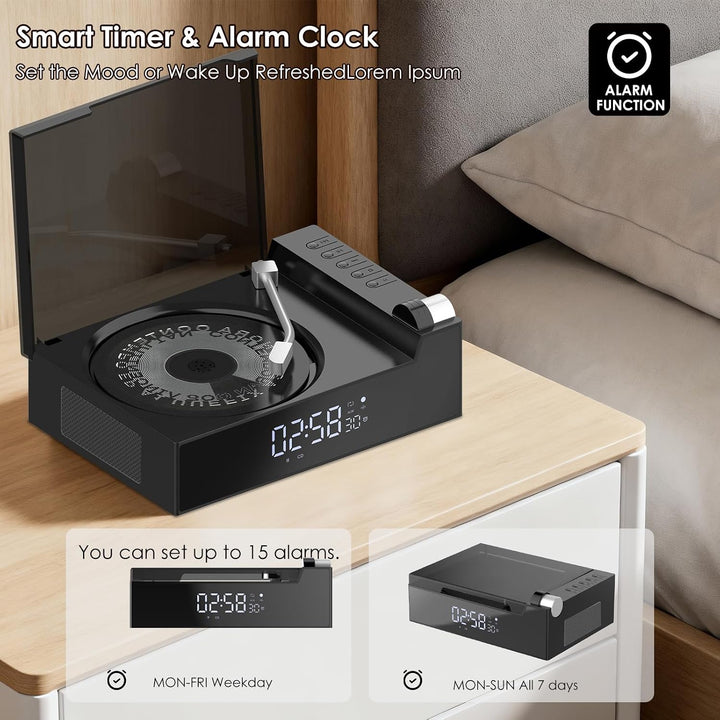 Tragbarer CD-Player für zu Hause mit Hi-Fi-Lautsprecher | Bluetooth-Sender und -Empfänger, Timer, LE