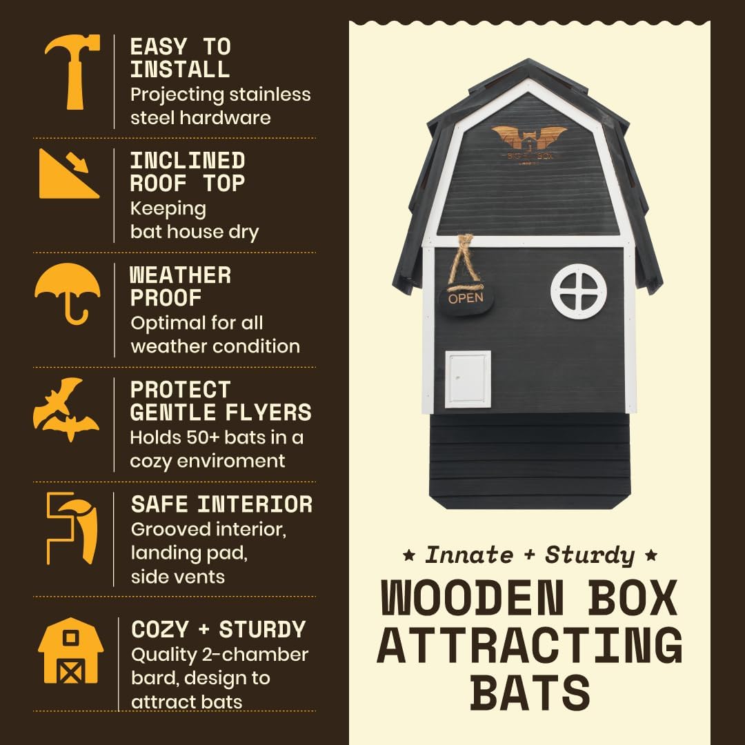 WildYard Bat Barn Junior Fledermauskasten 2 Kammern, Kompaktes Fledermaushaus für Draussen - Flederm