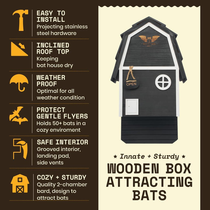 WildYard Bat Barn Junior Fledermauskasten 2 Kammern, Kompaktes Fledermaushaus für Draussen - Flederm