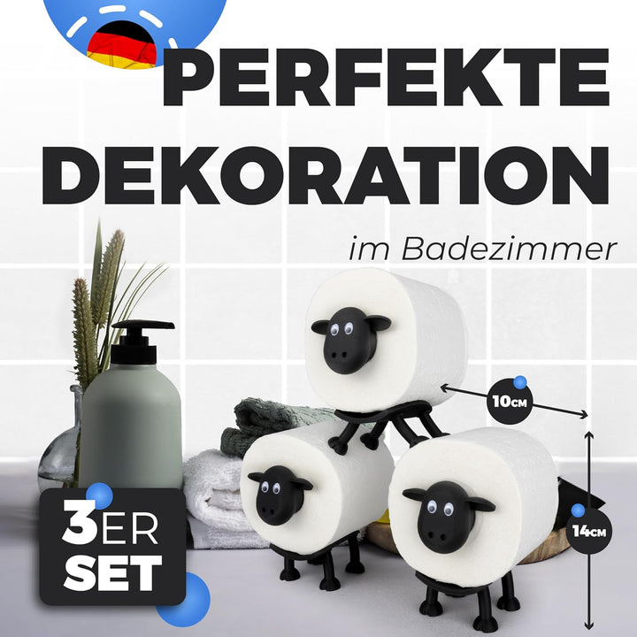 LAYERSMITH® Schaf Toilettenpapierhalter 3er [DAS ORIGINAL] Stapelbar für 42mm Rollen - Perfekt als D