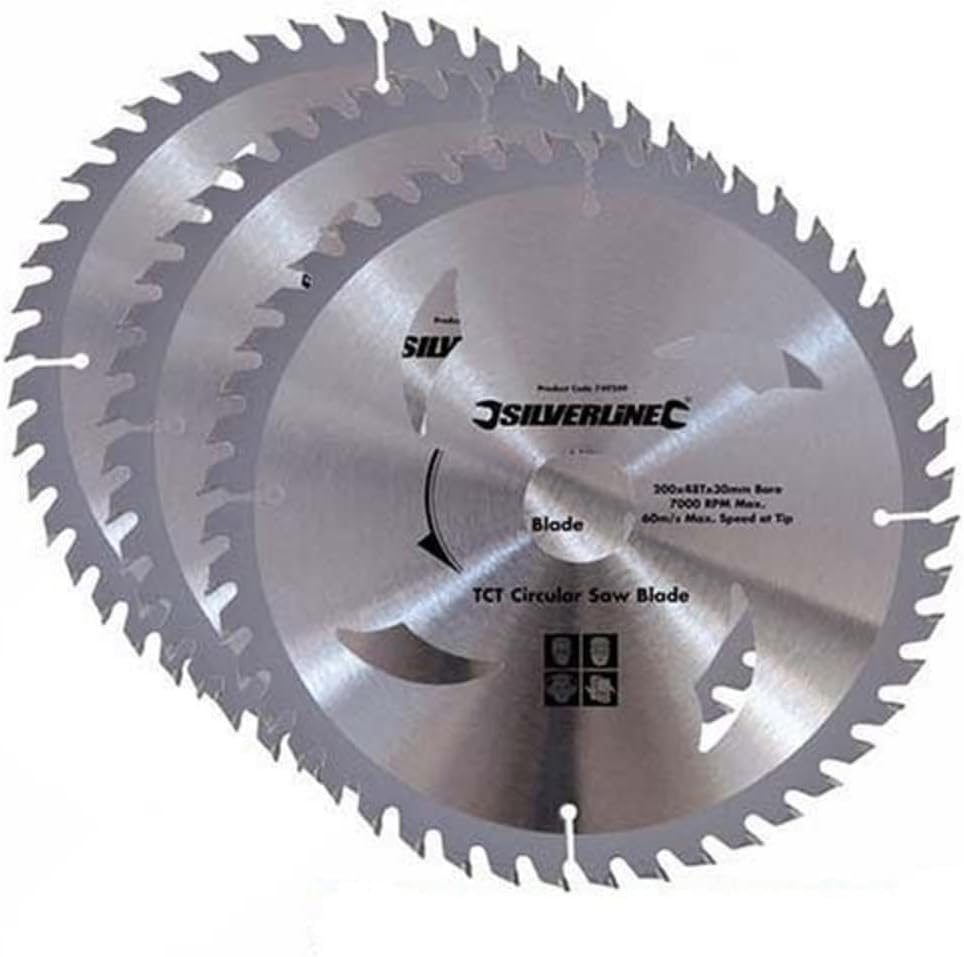 Silverline 973912 Hartmetall-Kreissägeblätter mit 24, 40 und 48 Zähnen, 3-tlg. Satz 235 x 30, Reduzi