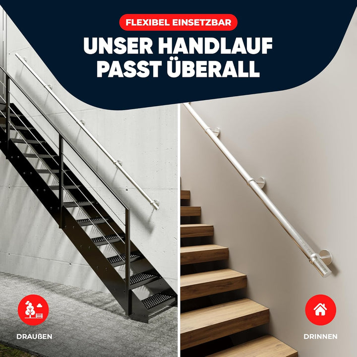 Handlauf Edelstahl Aussen Innen Wandhandlauf Brüstung Geländer, 4 verschiedene Varianten… (Brüstung