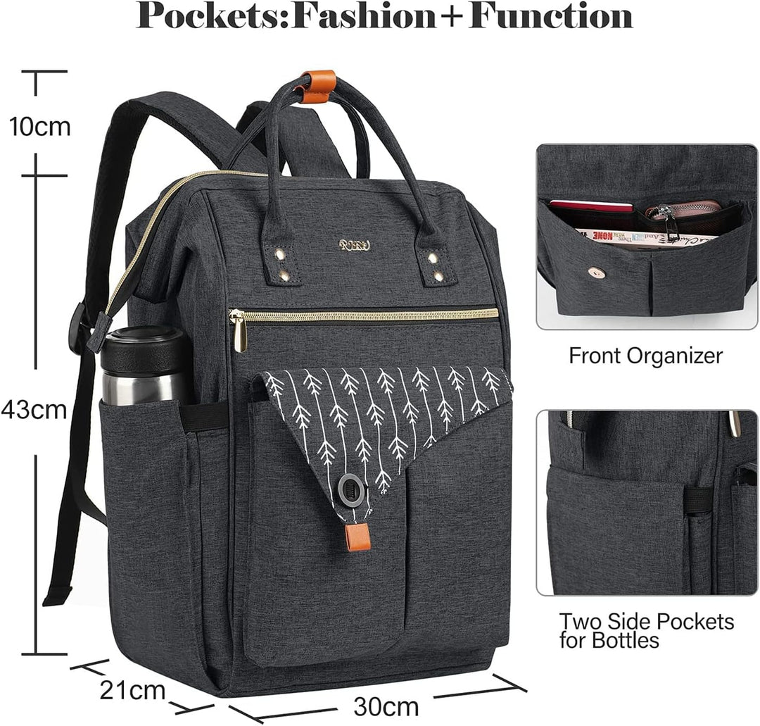 RJEU Damen, 17,3 Zoll Laptop Rucksack mit USB Ladeanschluss, Schulrucksack Mädchen, Geschenke für Fr