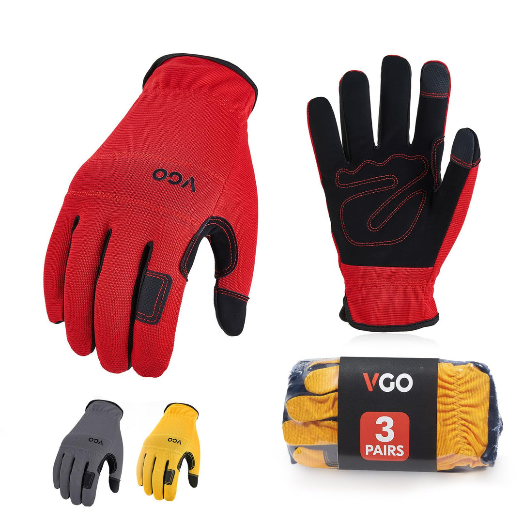 Vgo... Arbeitshandschuhe, Sicherheitshandschuhe,robust XL (3er Pack) 3 Farben,NB7581, XL (3er Pack)