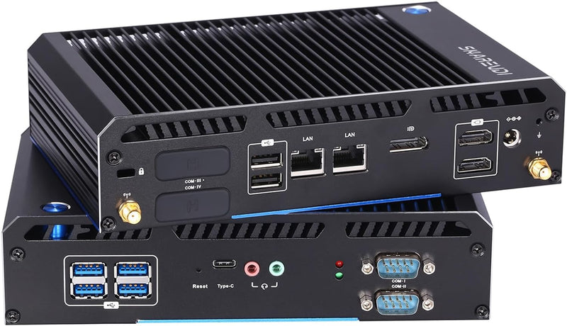 Sharevdi Lüfterloser Industrie-Mini-PC, Intel Celeron J4125 Mini-Desktop-Computer mit Windows 11 Pro