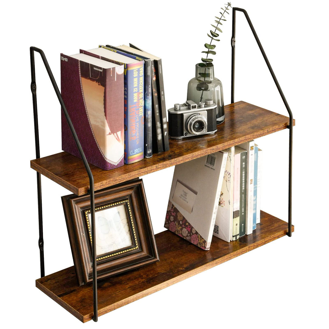 IBUYKE Wandregal, Schweberegal 2 Etagen, Wandboard für Bücher, 60x20.5x53cm, Dekorative Regale, Wand