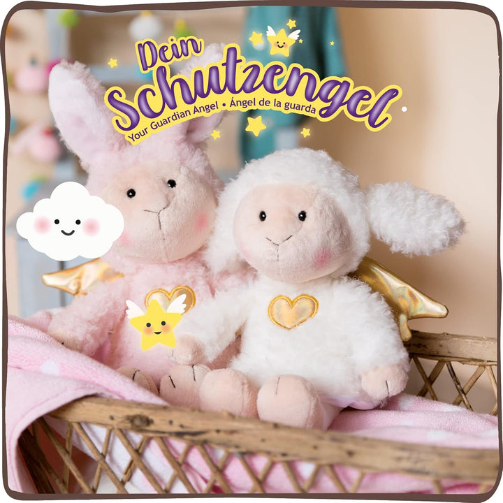 Kuscheltier Schutzengel La La Lammie 30cm mit goldenem Herz & Flügeln in Geschenkbox – Schaf-Engel P