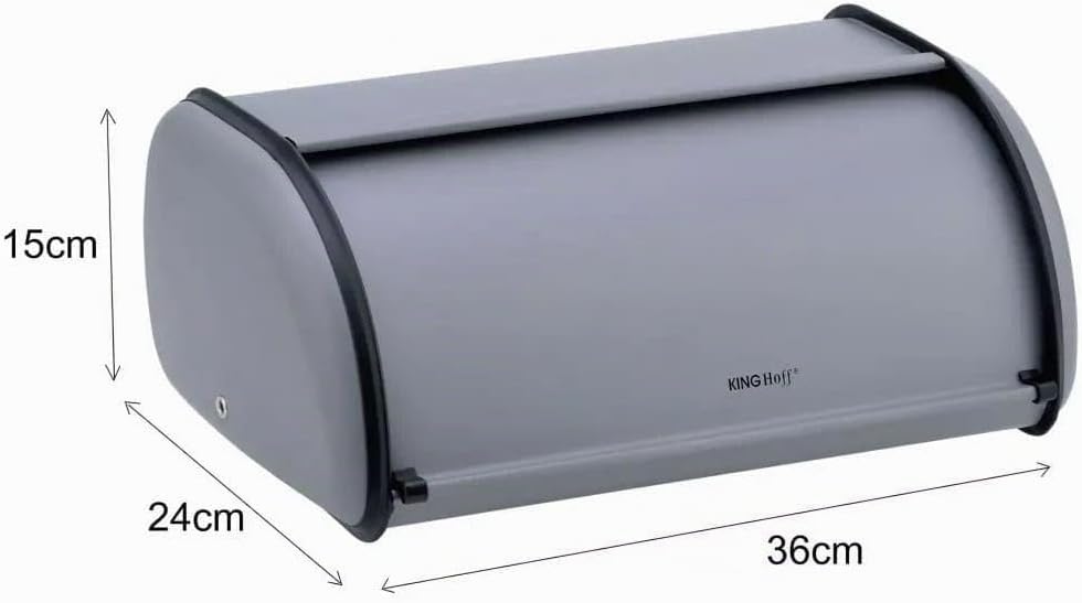 KING HOFF Brotkasten Brotbox Brotbehälter Brotdose (Grau, Kleine 36cm x 24cm x 15cm.) Grau Kleine 36