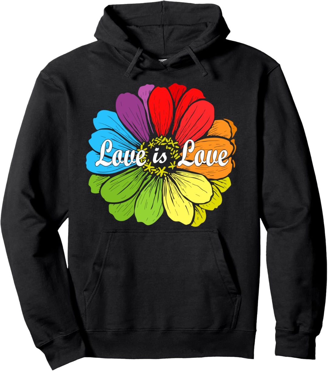 Love is Love Shirt,Gay Pride Tees,Rainbow LGBT Pride Flower Pullover Hoodie