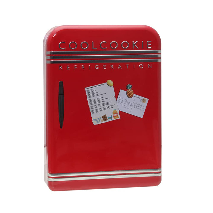 Blechdose in Retro-Stil Mini-Kühlschrank Aufbewahrungsdose 20 cm x 28 cm, lebensmittelecht, mit POWE