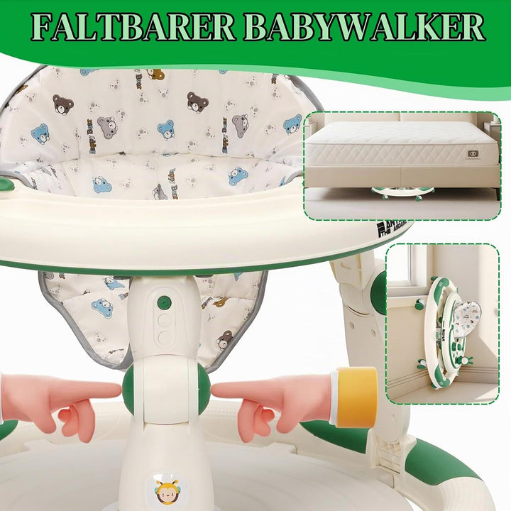 3in1 Lauflernhilfe Babywalker Baby jumper Lauflernwagen mit Sonnenblende,360°-Lautlosrädern,Spielcen