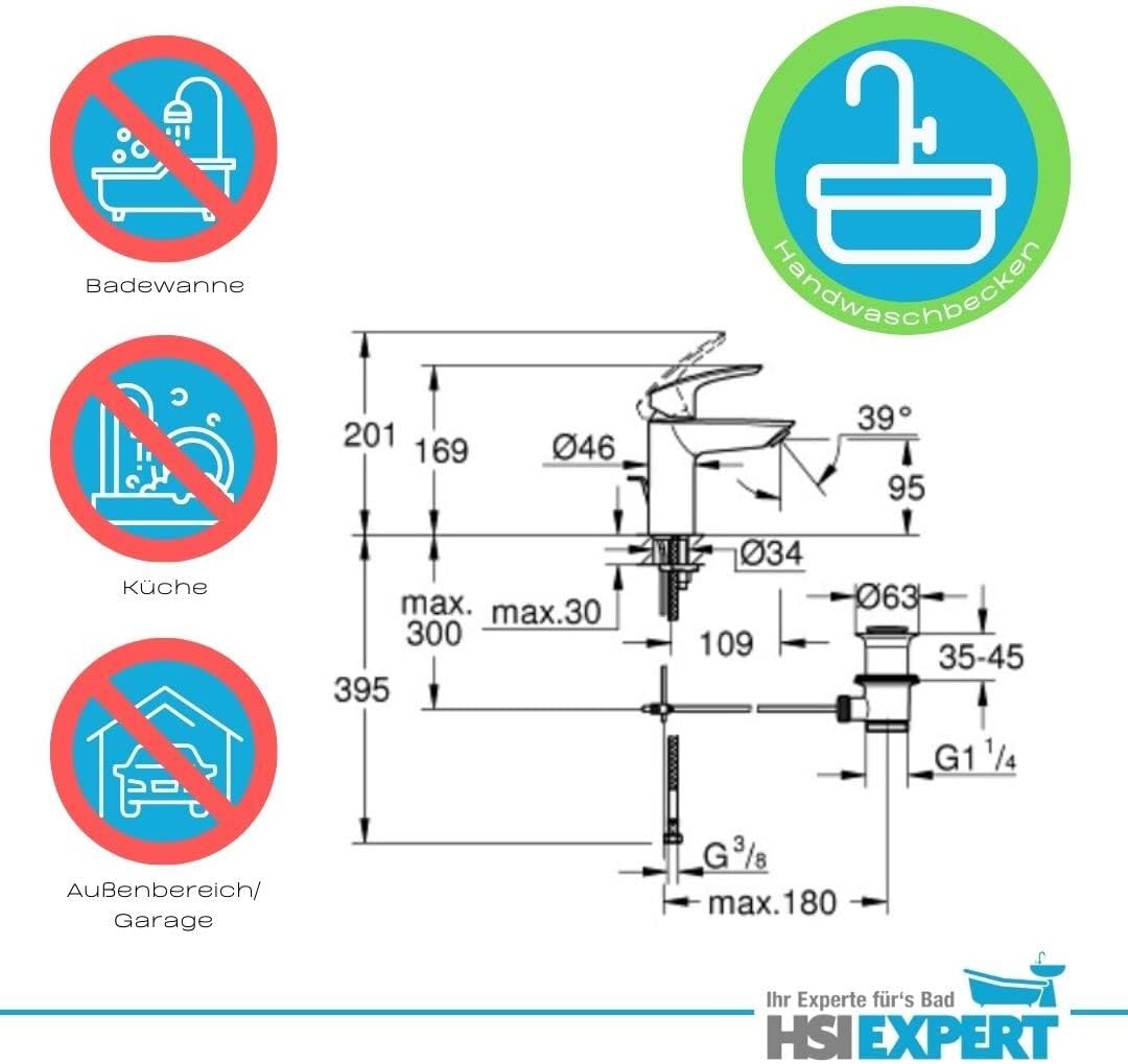 Geberit Waschtisch Waschbecken 65 cm Armatur Siphon Eckventil Komplettset