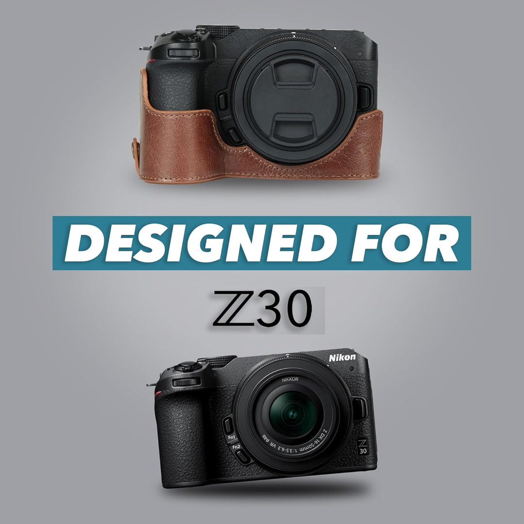MegaGear Ever Ready Kameratasche aus echtem Leder, kompatibel mit Nikon Z30 (Braun), Braun