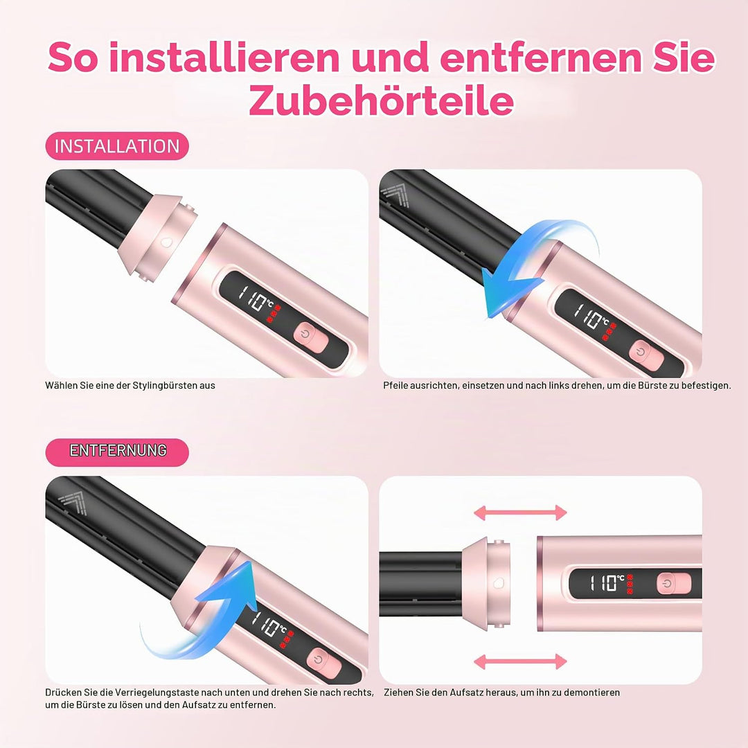 MogaWave Hair styler 5 in 1 Airbrush Haarstyler Air Styler mit LCD-Bildschirm und Temperaturanzeige