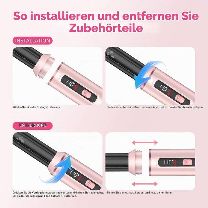MogaWave Hair styler 5 in 1 Airbrush Haarstyler Air Styler mit LCD-Bildschirm und Temperaturanzeige
