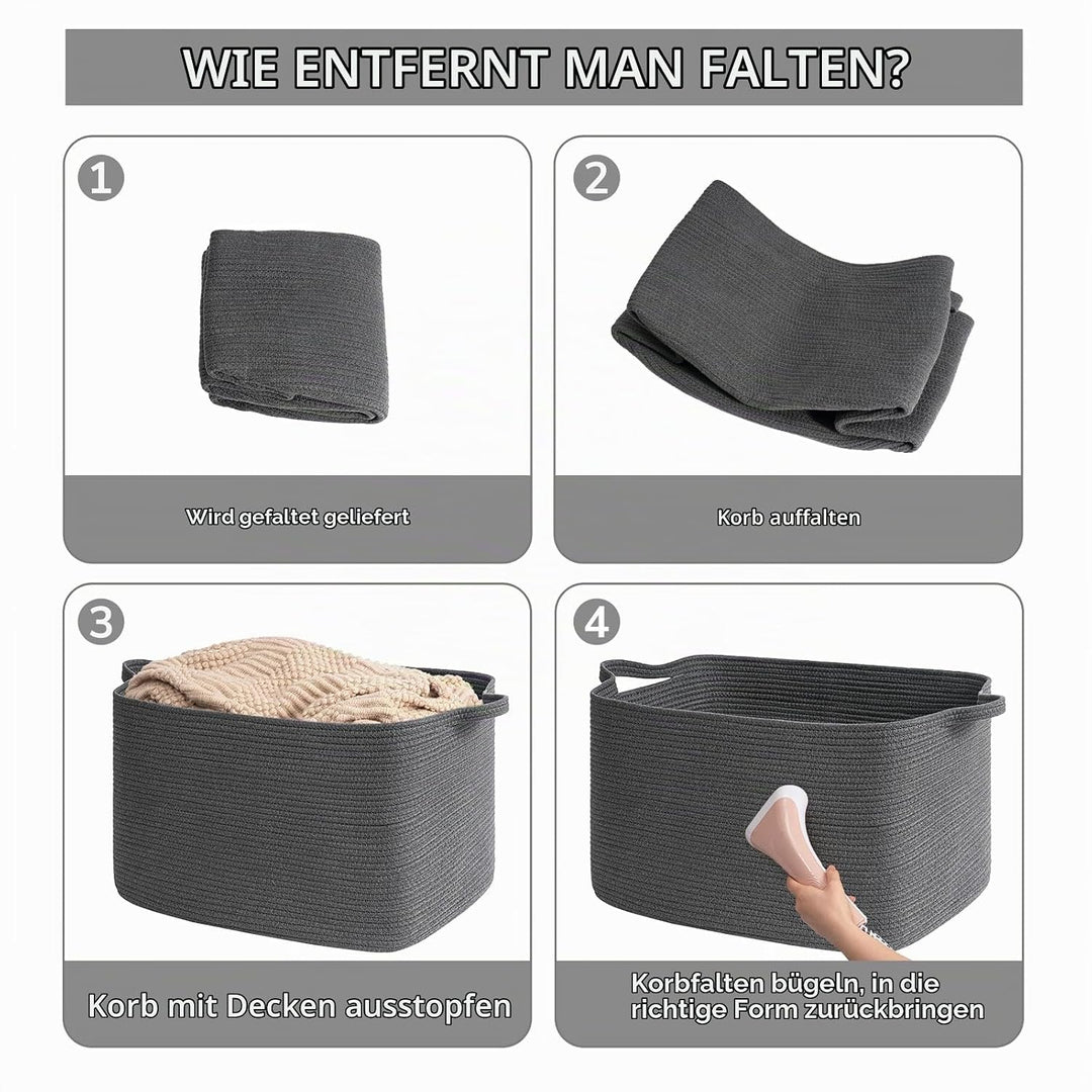 TIMEYARD faltbarer Wäschekorb 85 L, geflochtener Aufbewahrungskorb für Kinderzimmer, Square Laundry
