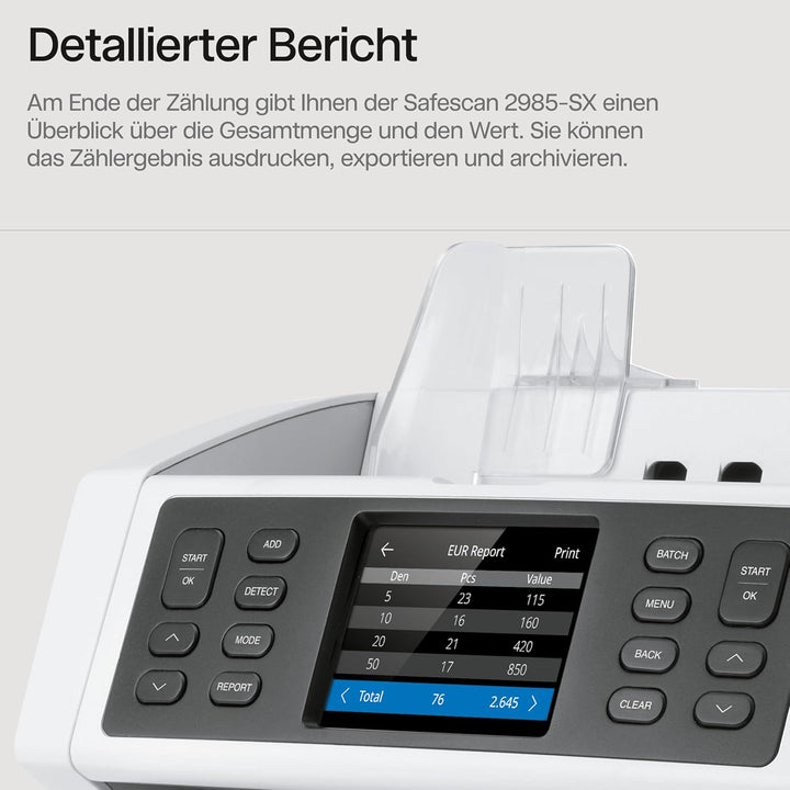 Safescan 2985-SX Geldzählmaschine, Wertzählung und Sortierung von gemischten Banknoten - Banknotenzä