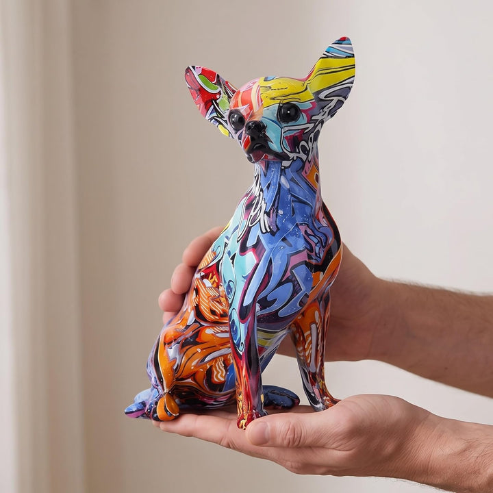 suruim Bunt Chihuahua Figur Deko, Bulldogge, Chihuahua, Hund, Statue, Wohnzimmer, Ornamente, Haus, E