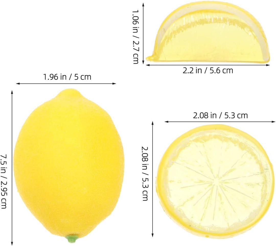 21 Stück Künstliche Zitronen und Scheiben: Deko Obst für Fotografie - Lebensechte Plastikfrüchte für
