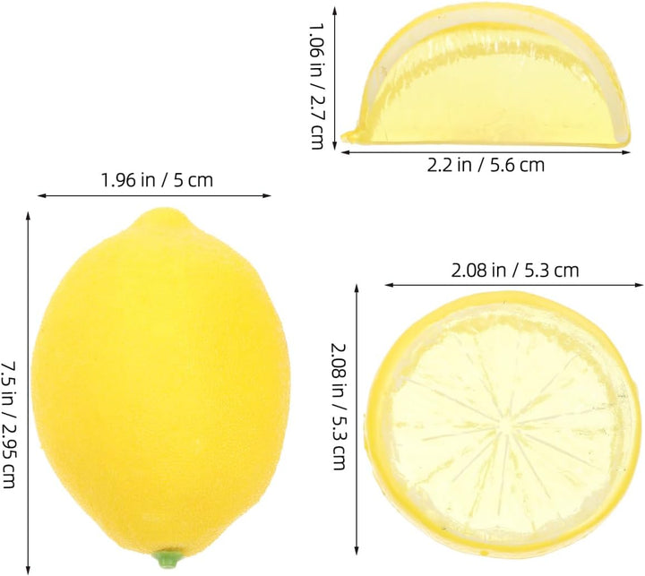 21 Stück Künstliche Zitronen und Scheiben: Deko Obst für Fotografie - Lebensechte Plastikfrüchte für