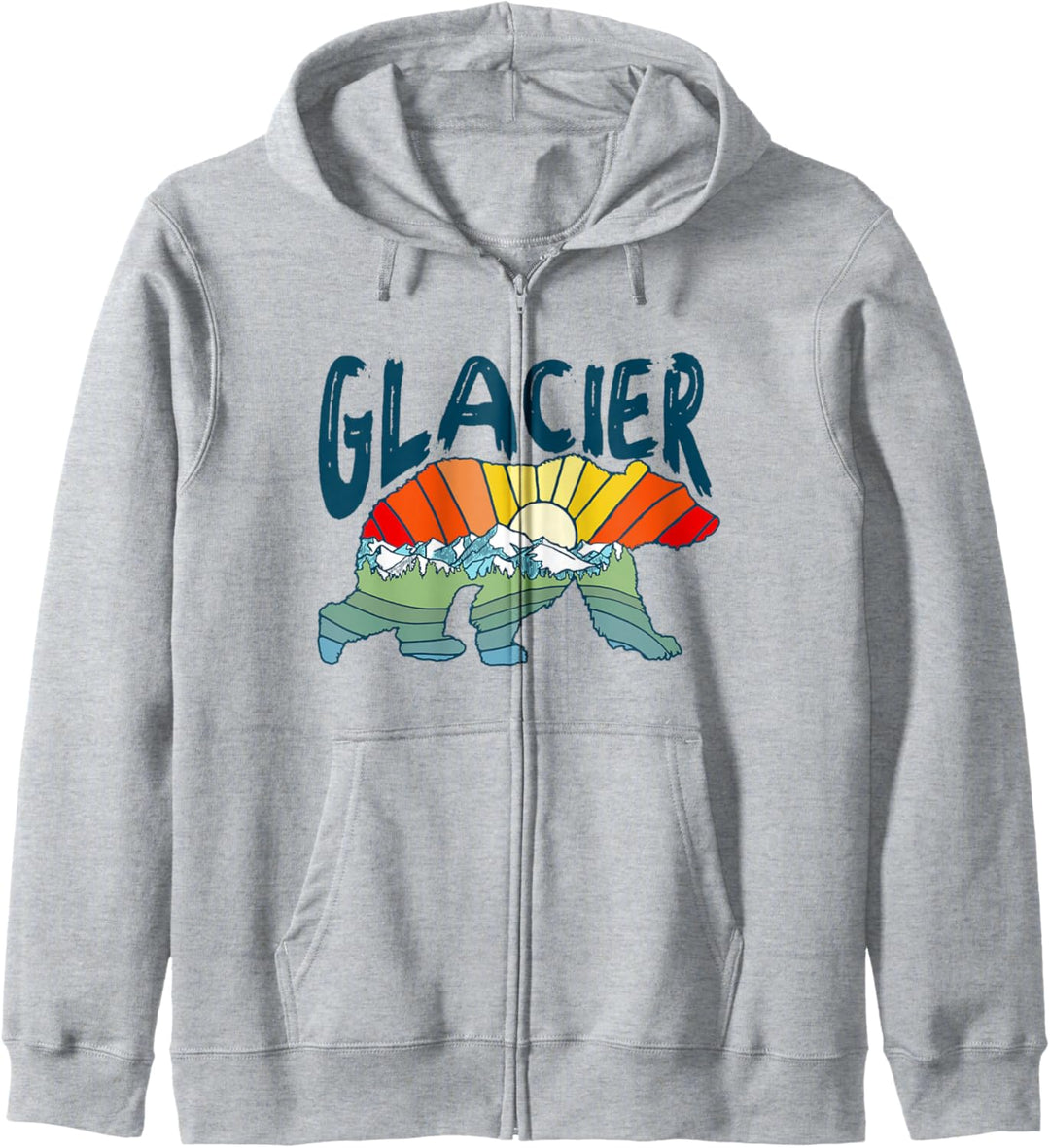 Glacier National Park Grizzly Bear Colorful Nature Art Retro Kapuzenjacke