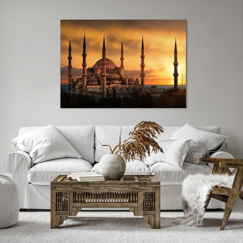 Bilder auf Leinwand 100x70cm Leinwandbild Sonnenuntergang istanbul türkei reise Gross Wanddeko Bild