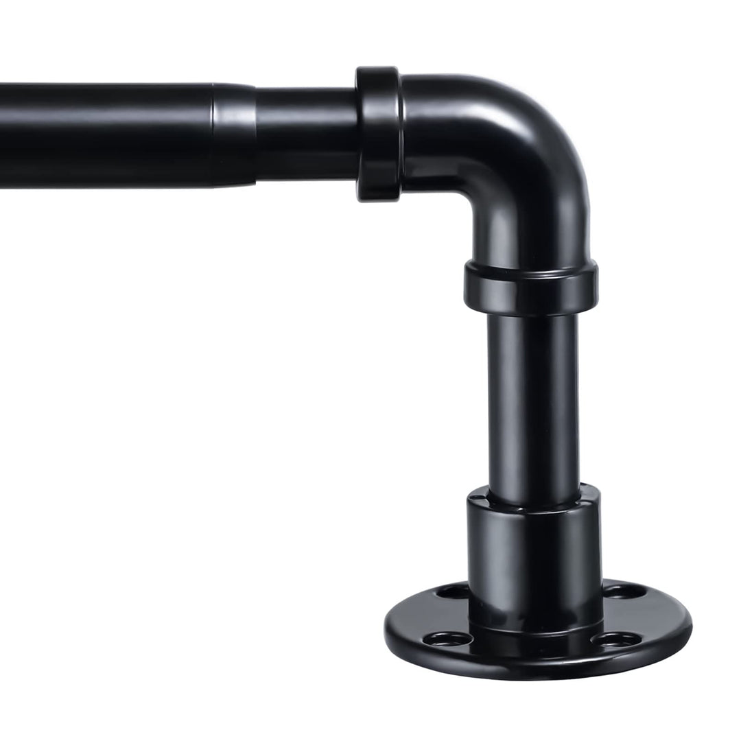 HARRMS Industrielle Gardinenstange Ausziehbar, 81-216cm, Verstellbare Vorhangstange Glänzend Schwarz