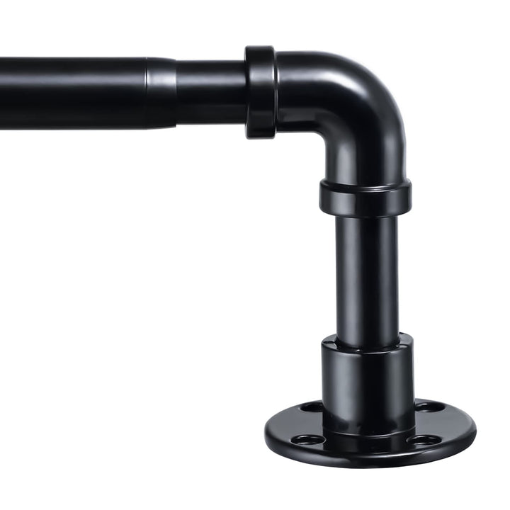 HARRMS Industrielle Gardinenstange Ausziehbar, 81-216cm, Verstellbare Vorhangstange Glänzend Schwarz