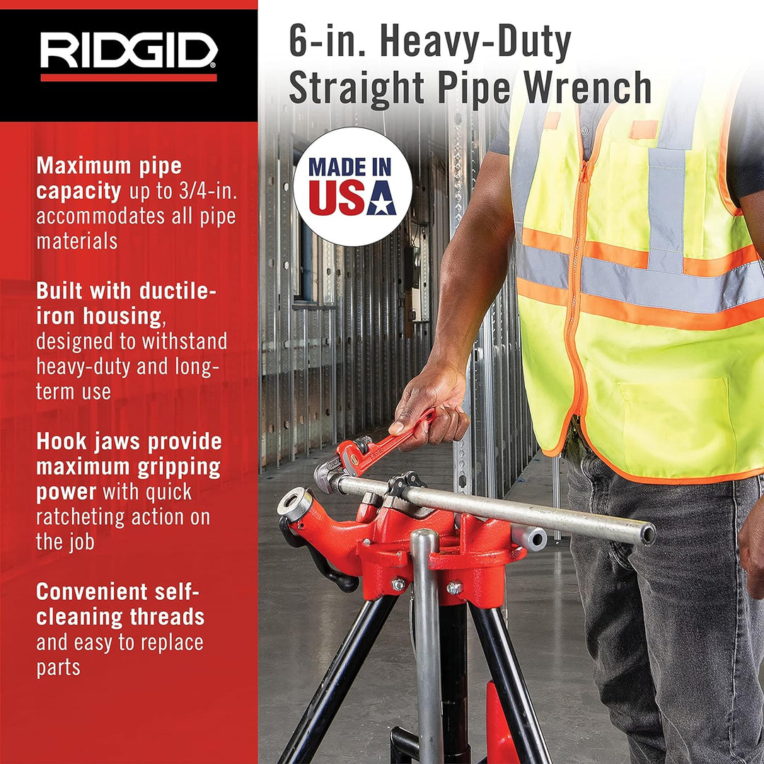 RIDGID 31000 Modell 6" gerade Rohrzange für schwere Beanspruchung, 6" Sanitär-Schraubenschlüssel 6 i