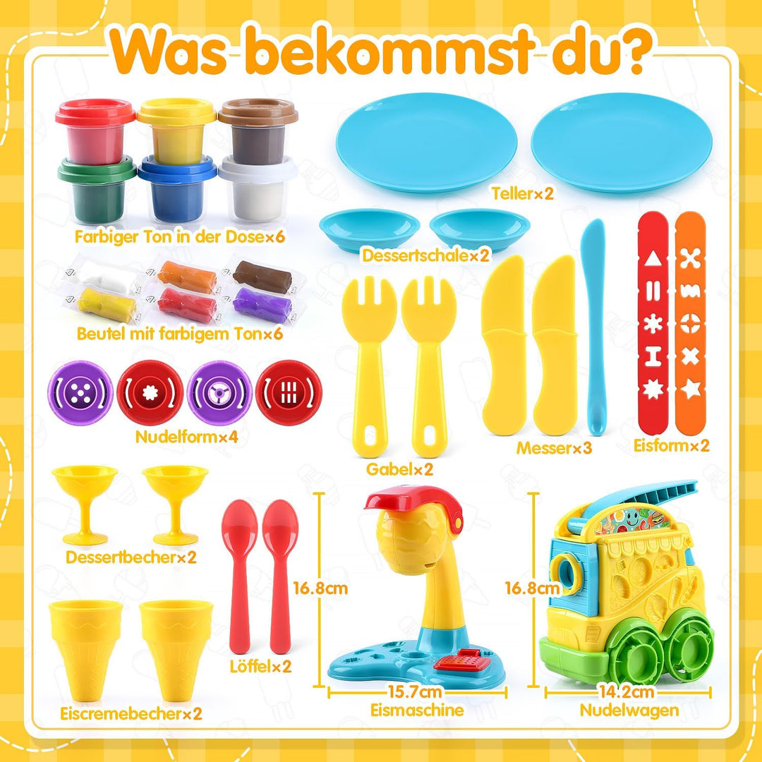 PLAY 2 in 1 Knete Set Zubehör Kitchen Creations, Kinderknete Set Knetwerkzeug, Spielzeug Geschenk Mä