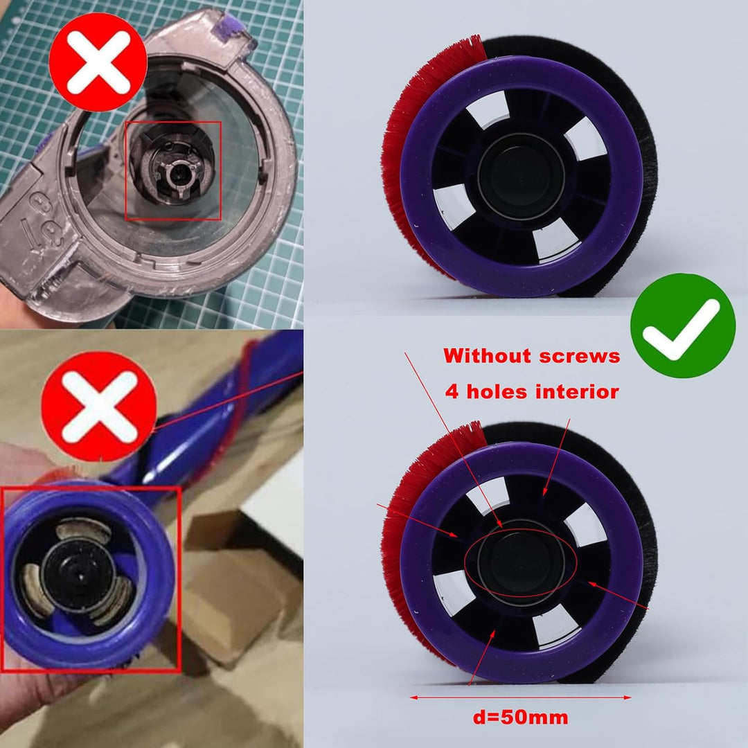 HUAYUWA Ersatz-Teppichbürste (4 Zinkenantrieb, d=50mm) für Dyson V8 Total Clean V8 Animal V7 Staubsa