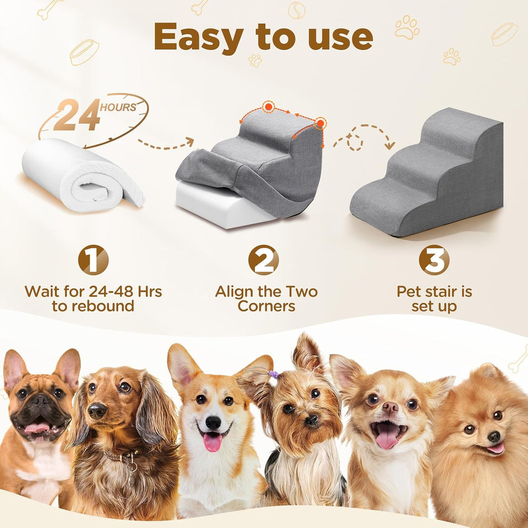 Gimars Extra Breite Stabile 30D Schaumstoff-Hundestufen für Sofa,Hochbetten,Haustiertreppe für klein