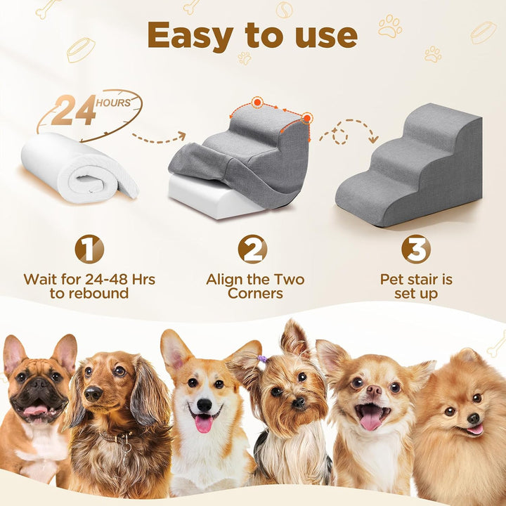Gimars Extra Breite Stabile 30D Schaumstoff-Hundestufen für Sofa,Hochbetten,Haustiertreppe für klein