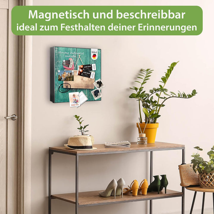banjado® Grosser Schlüsselkasten Glas/Schlüsselbox 30cm x 30cm mit 50 Haken - Motiv Tür mit Herz/Sch