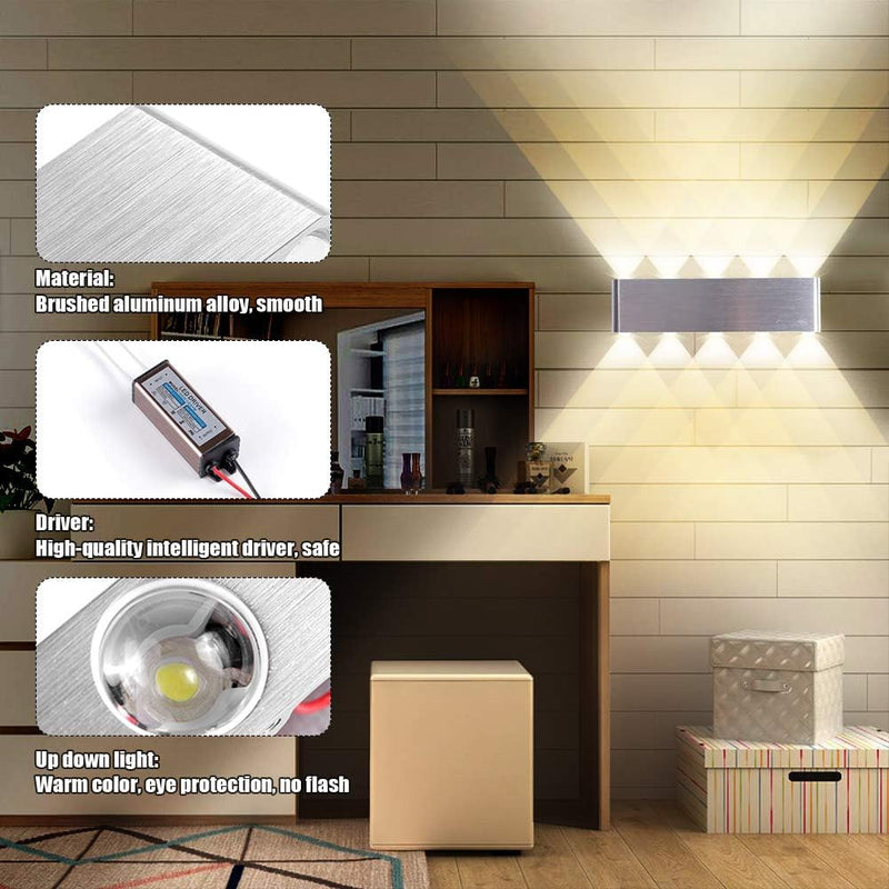 HAWEE Modern LED Wandleuchte Innen Wandlampe LED Up Down Aluminium für Schlafzimmer, Flur, Wohnzimme