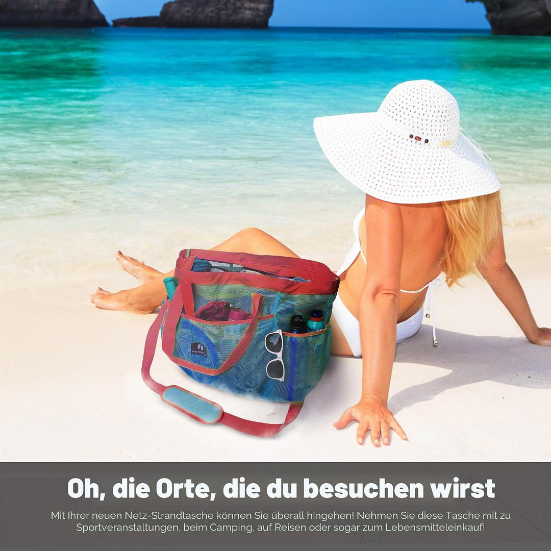 Red Suricata Ra-rso-lamebeba1 Netz-Strandtasche Blau/Rot, Blau/Rot